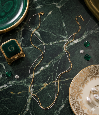 Aurora Twist Dual-tone layered Necklace