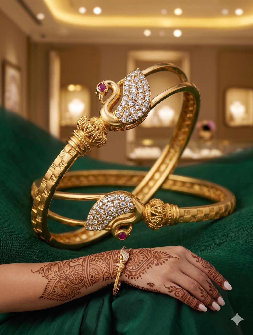 Gold Plated Peacock Bangles