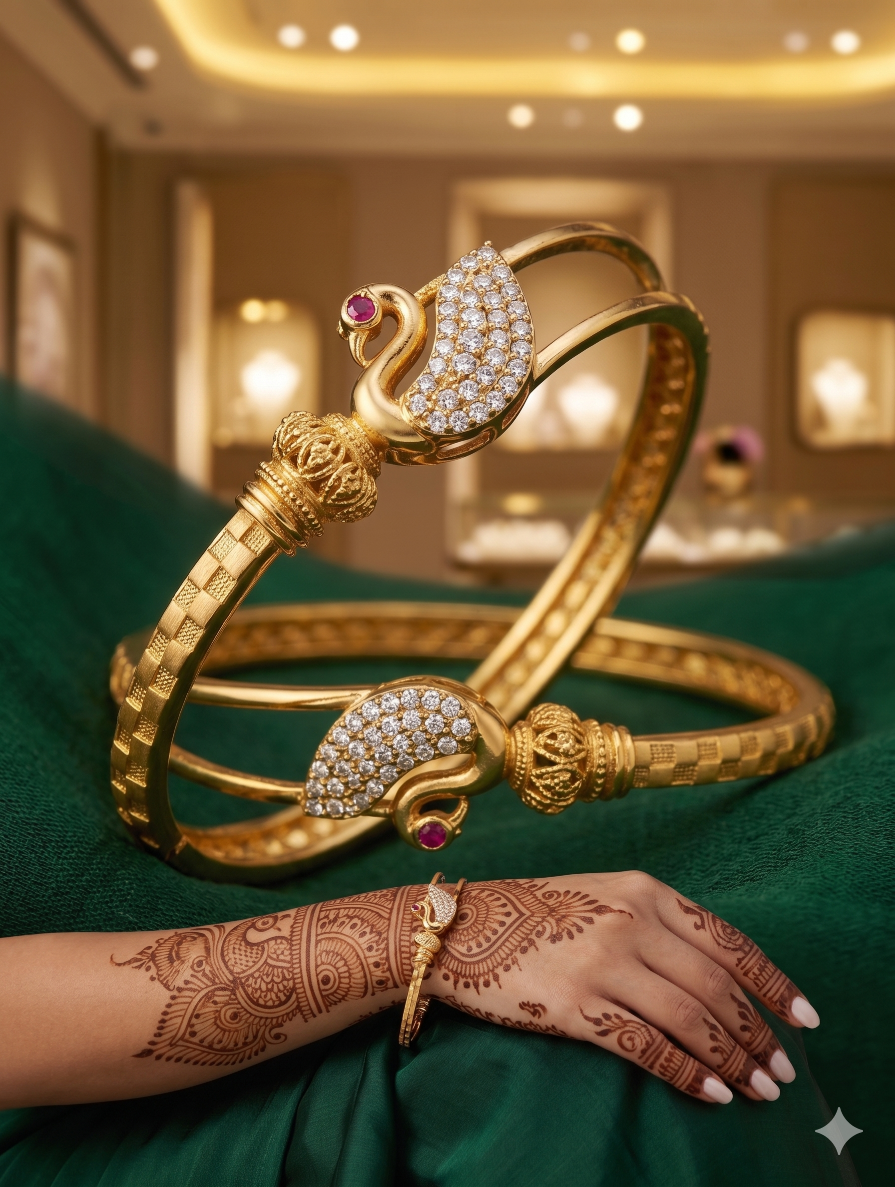 Gold Plated Peacock Bangles