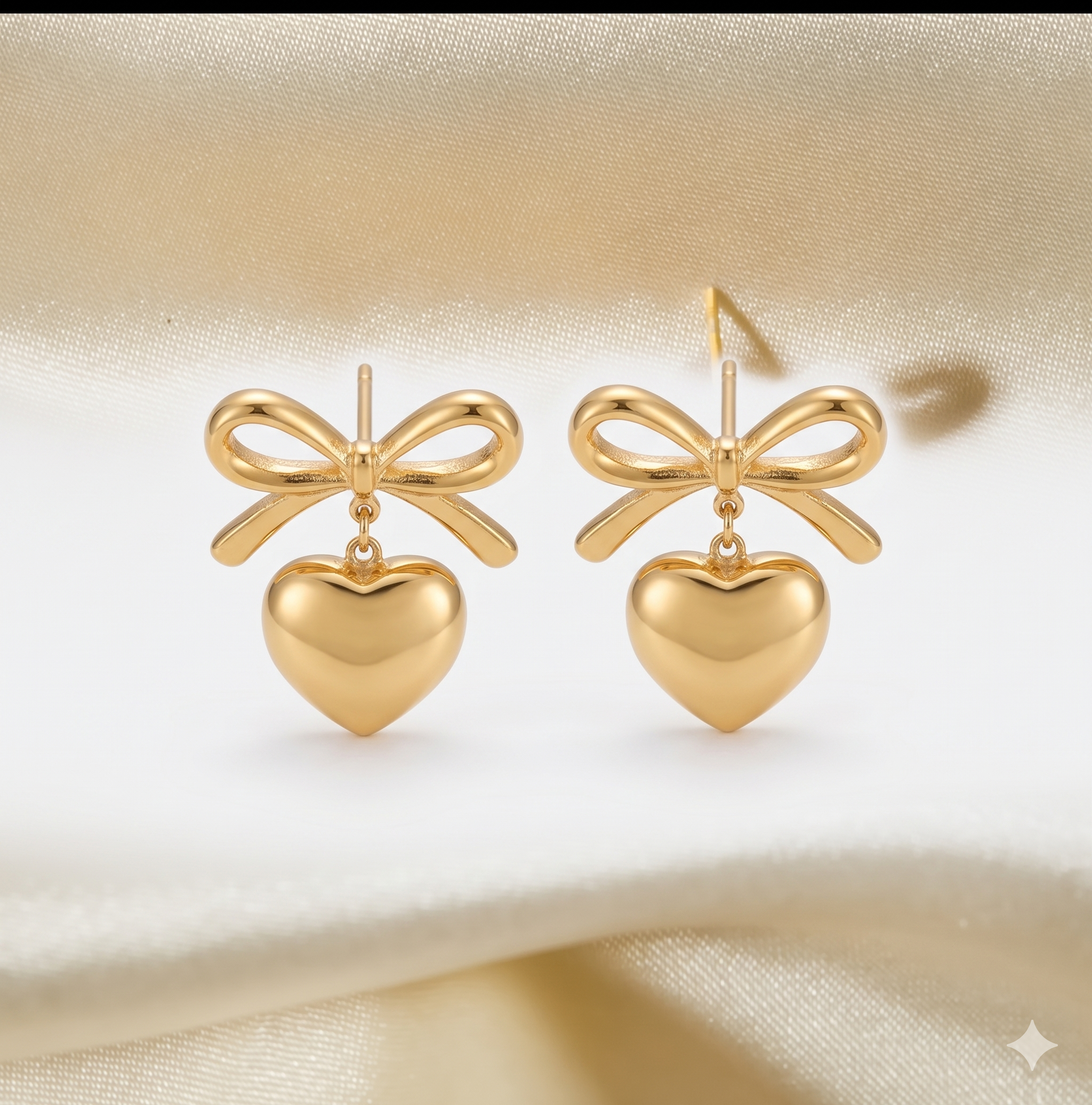 Sweetheart Bow Heart Hoop Earring