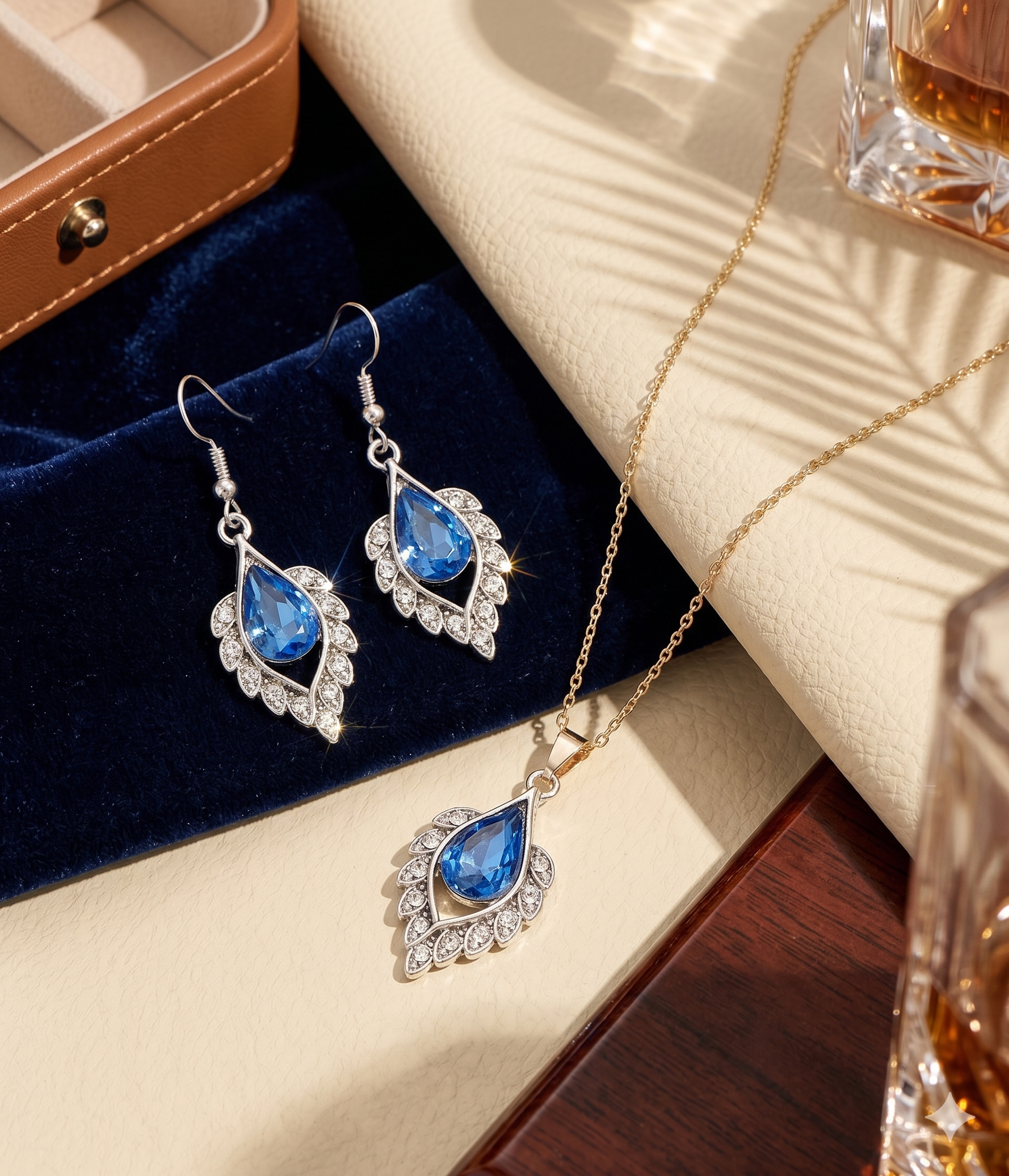 Sapphire Blue Teardrop Jewellery Set