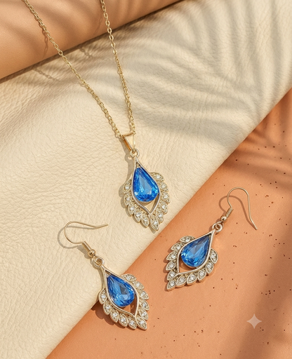 Sapphire Blue Teardrop Jewellery Set