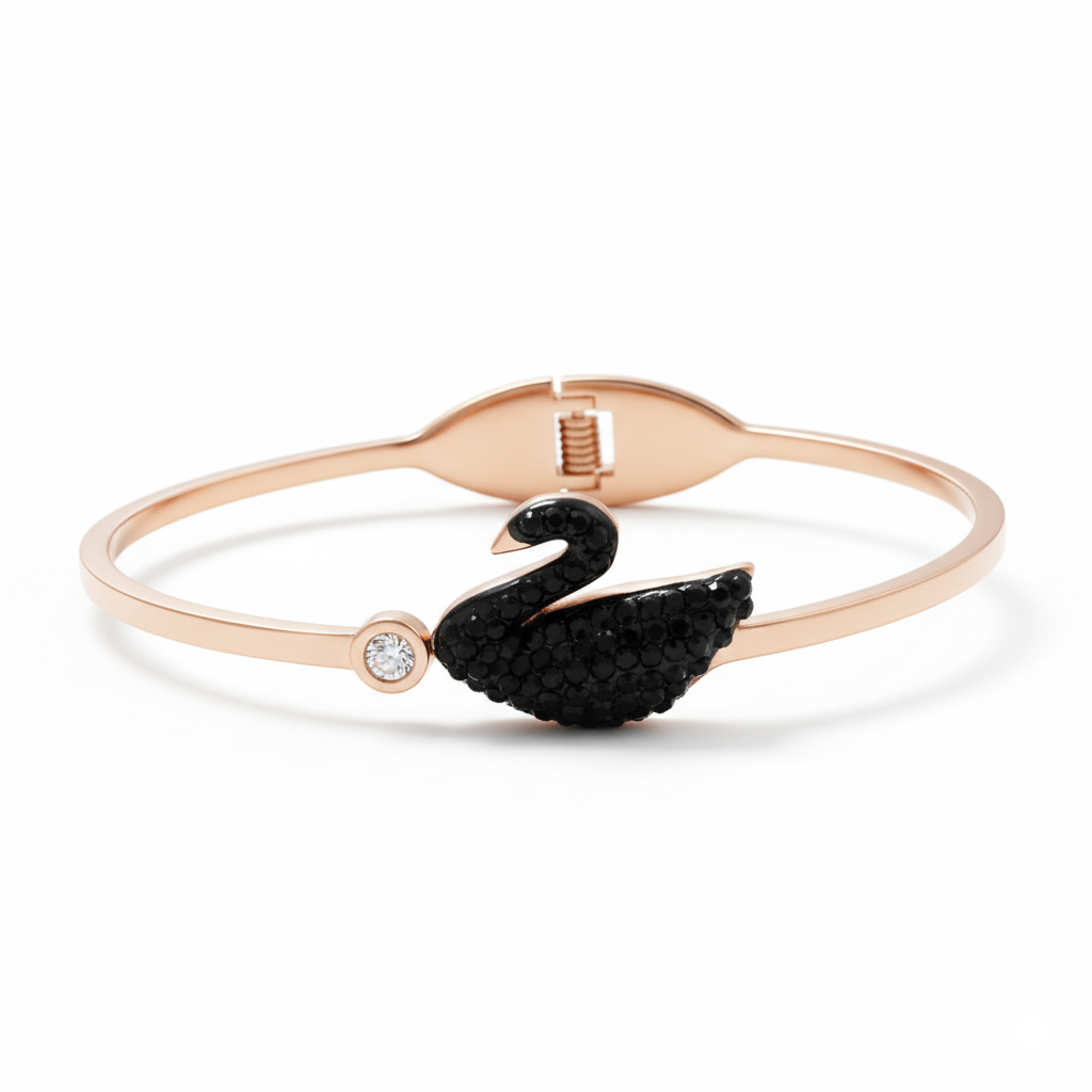 Black Swan Elegance Rose Gold Bracelet