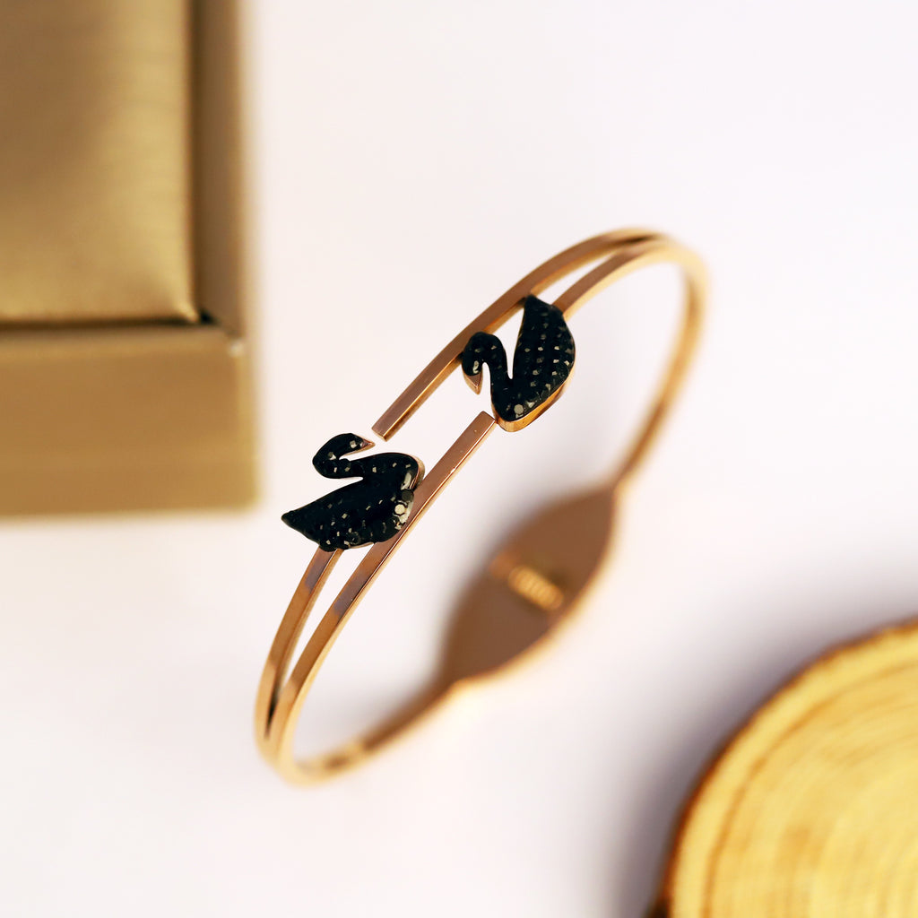Black Swan Elegance Rose Gold Bracelet
