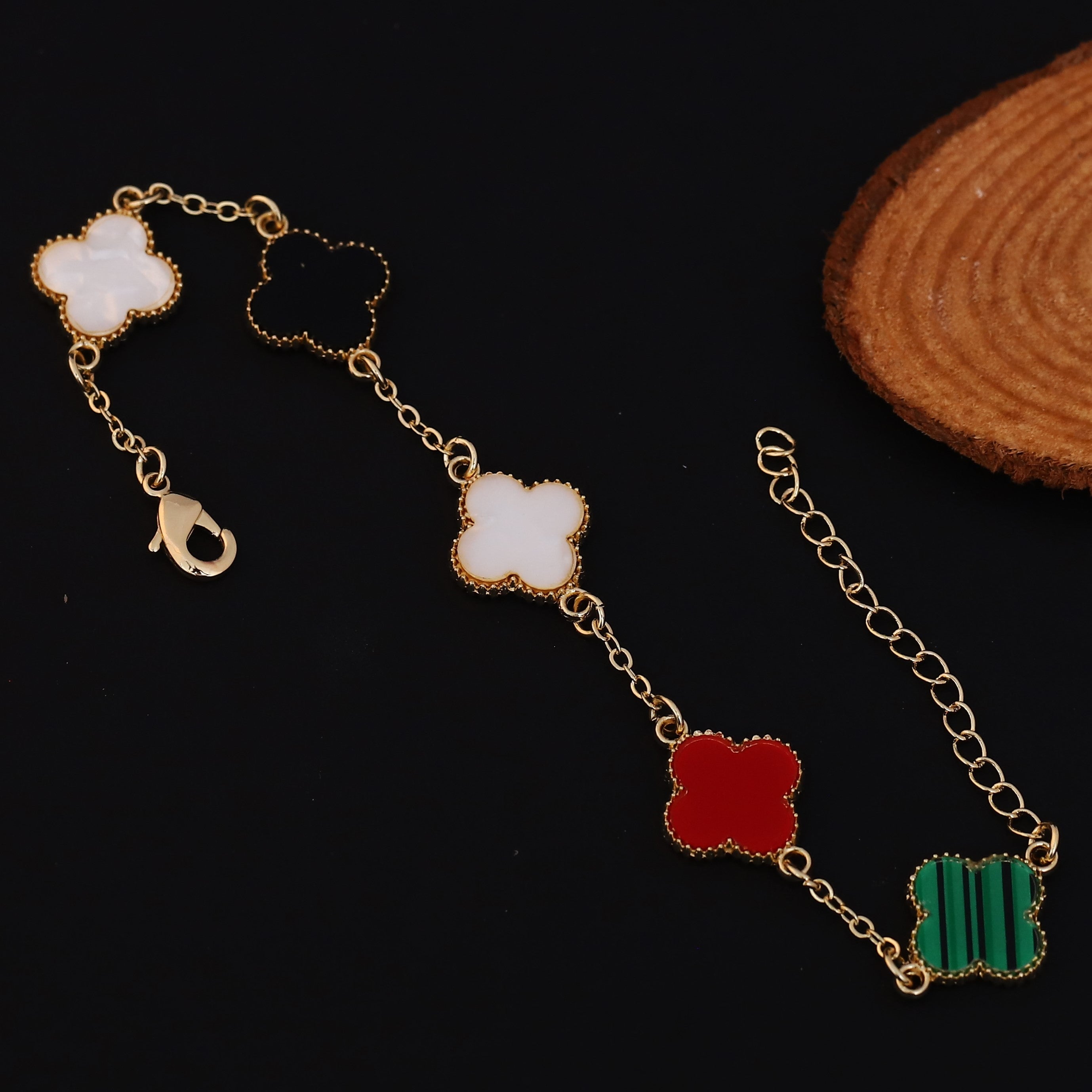 Premium Gold-Plated Four Leaf Clover Charm Bracelet