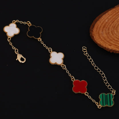 Premium Gold-Plated Four Leaf Clover Charm Bracelet