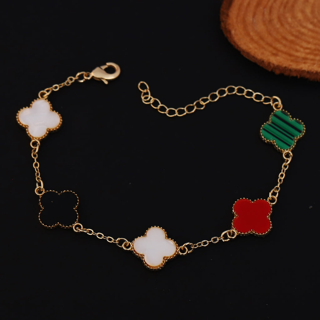 Premium Gold-Plated Four Leaf Clover Charm Bracelet