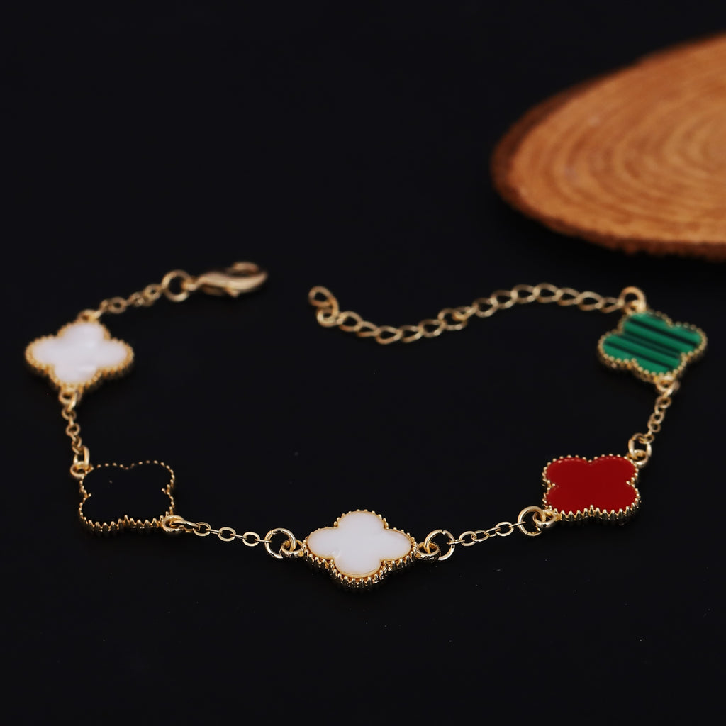 Premium Gold-Plated Four Leaf Clover Charm Bracelet