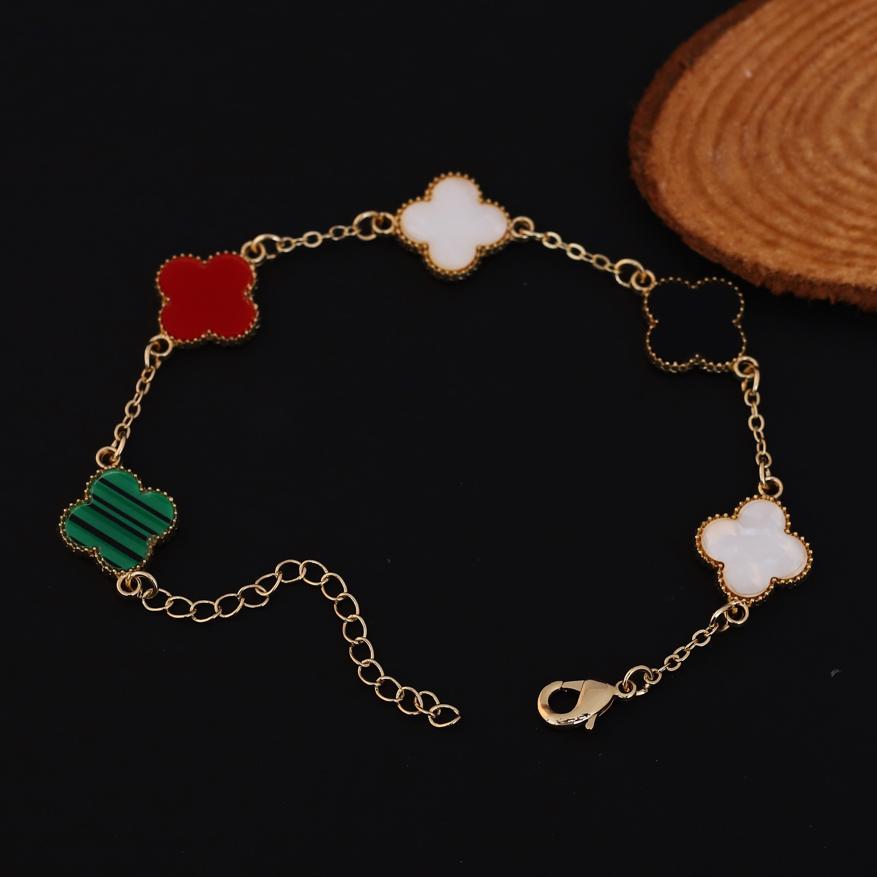 Premium Gold-Plated Four Leaf Clover Charm Bracelet