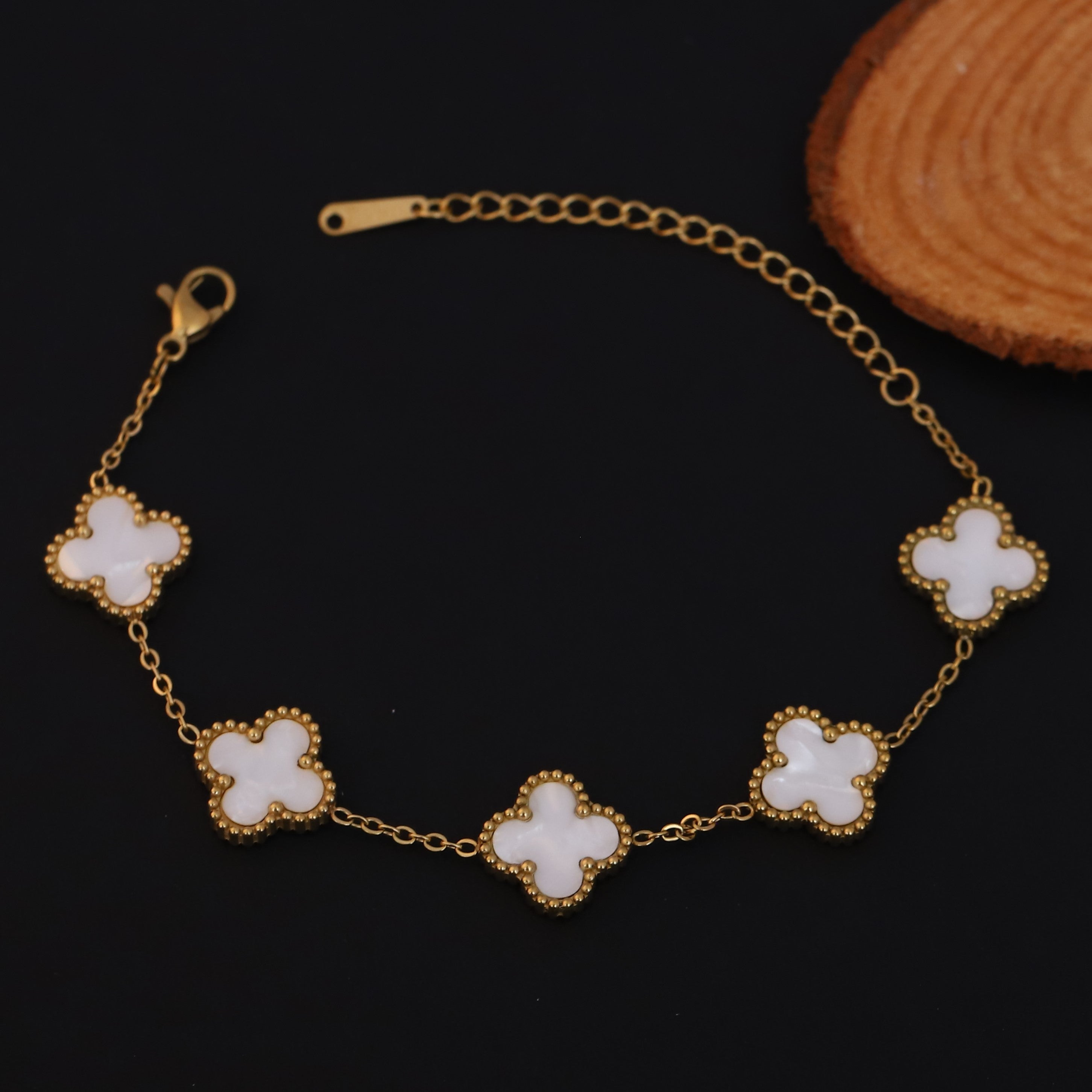 Premium Gold-Plated Four Leaf Clover Charm Bracelet