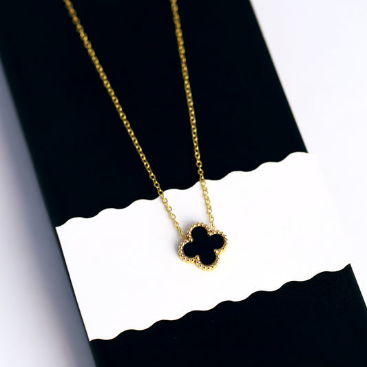 Elegant Black Clover Gold Necklace