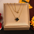 Elegant Black Clover Gold Necklace