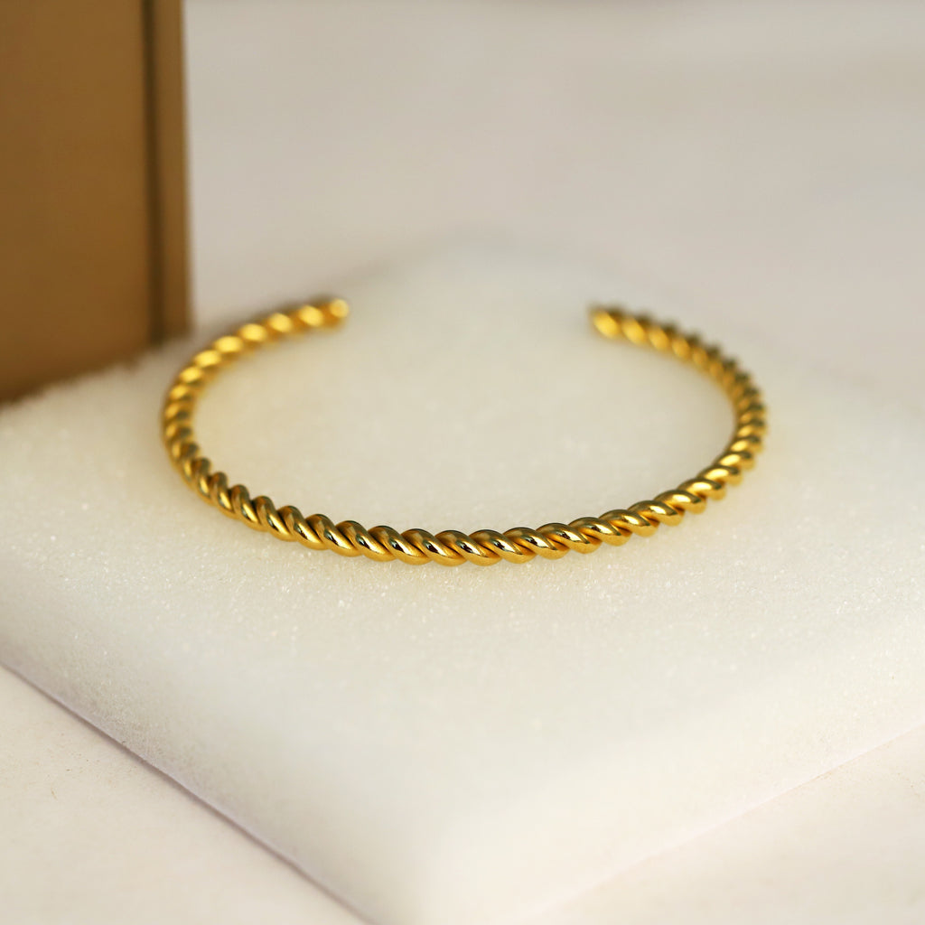 Gold Twisted Rope Cuff Bracelets