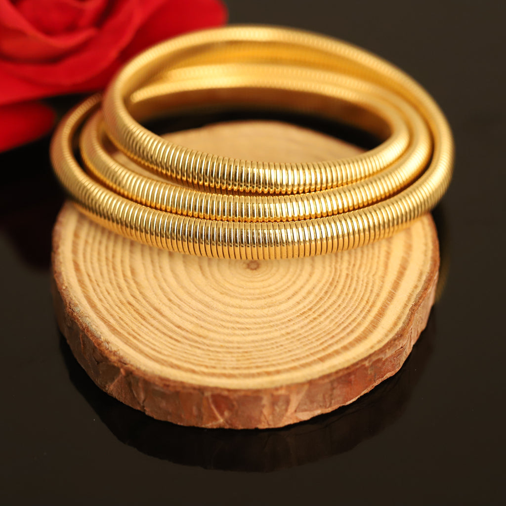Elegant Gold-Toned Spiral Bangle Set