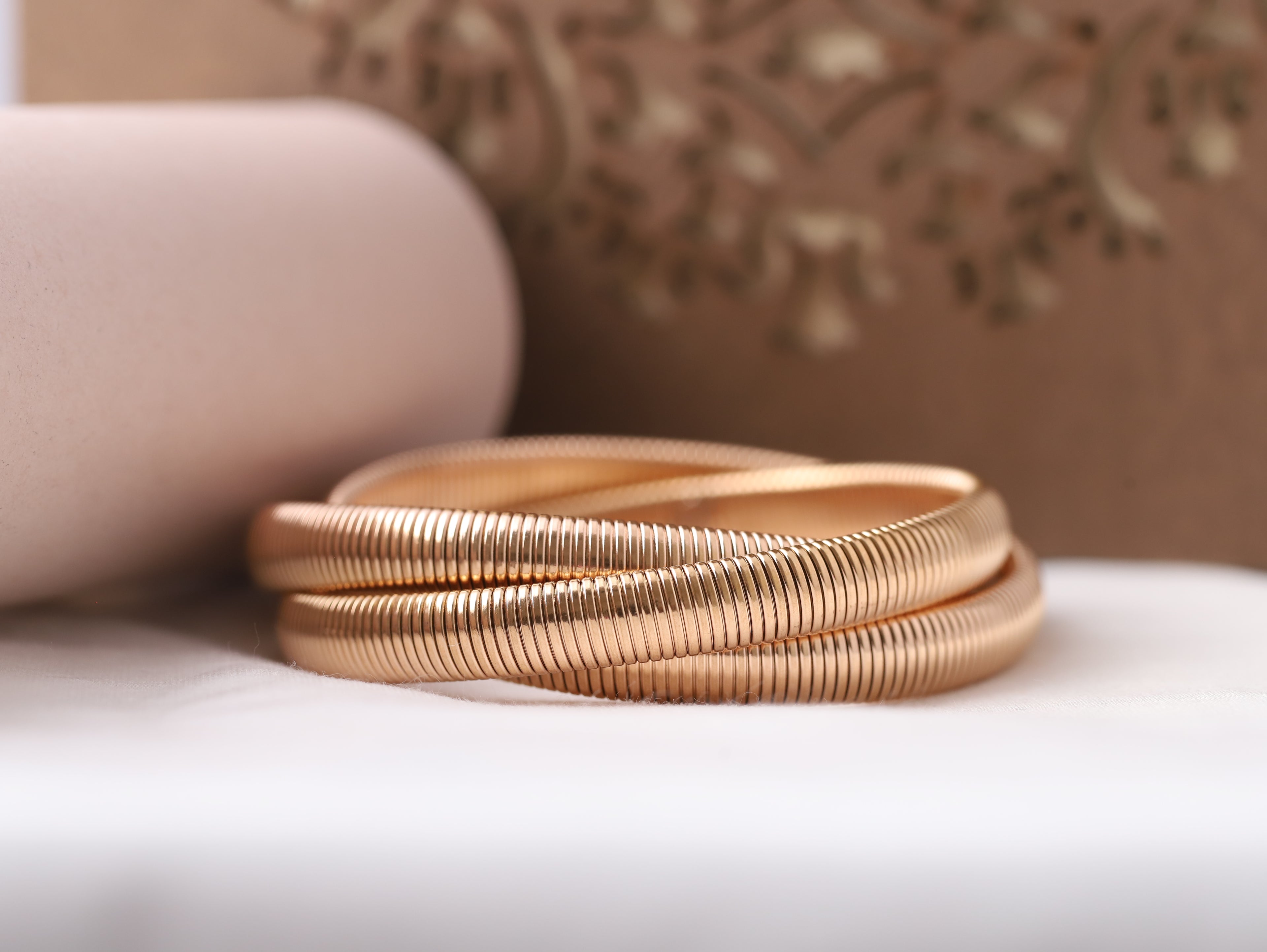 Elegant Gold-Toned Spiral Bangle Set