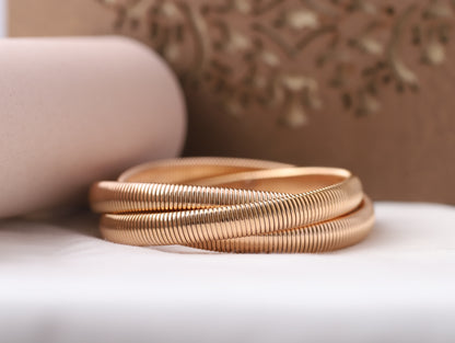 Elegant Gold-Toned Spiral Bangle Set