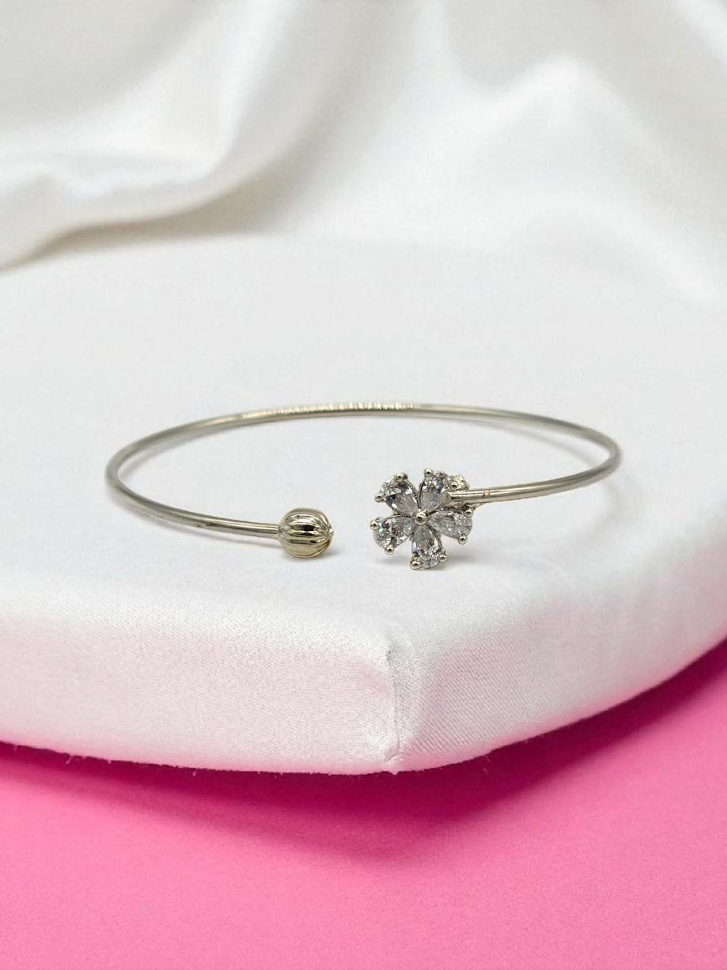 Silver Blossom Spark Open Bangle