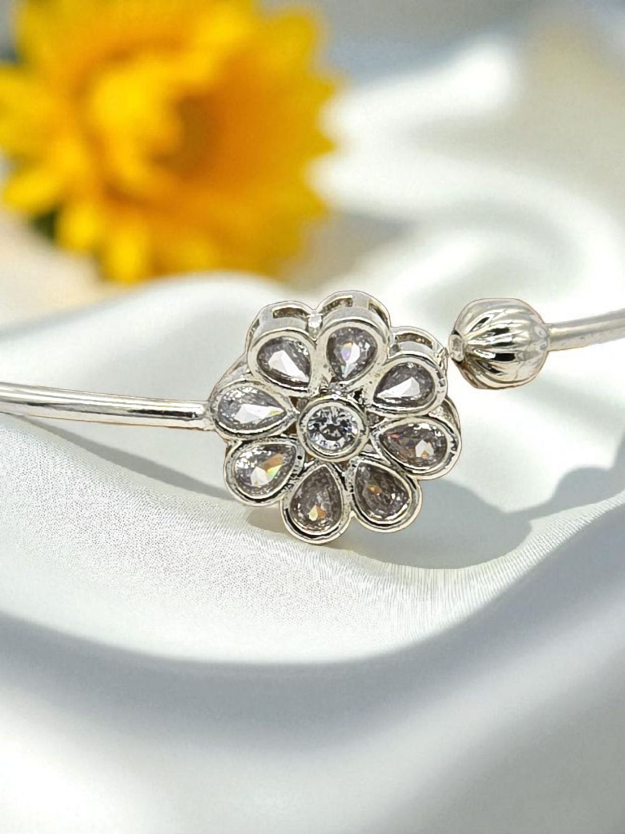 Silver Blossom Spark Open Bangle