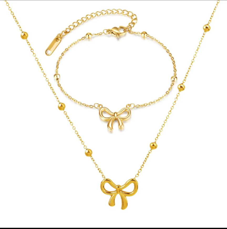 Minimalist Bow Charm Jewellery Combo