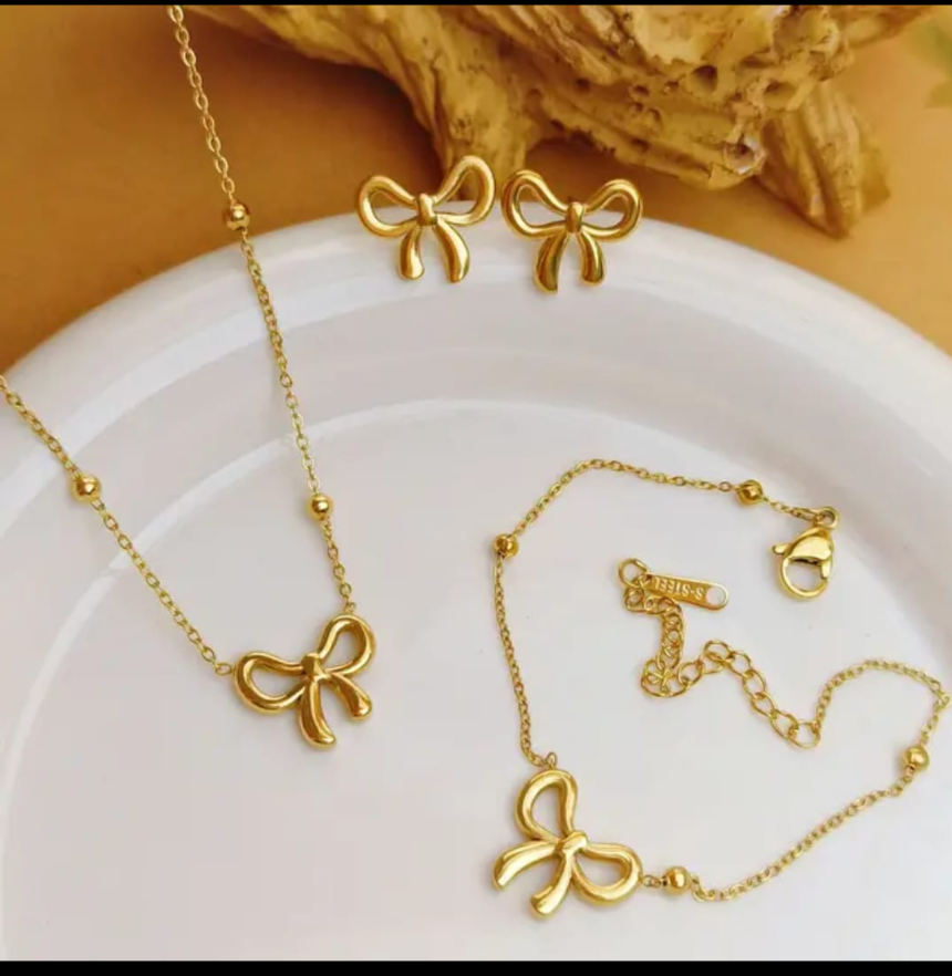 Minimalist Bow Charm Jewellery Combo