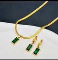 Emerald Royale Gold-Toned Neck And Earning Set
