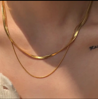 18K Gold-Plated Layered Snake Chain Necklace
