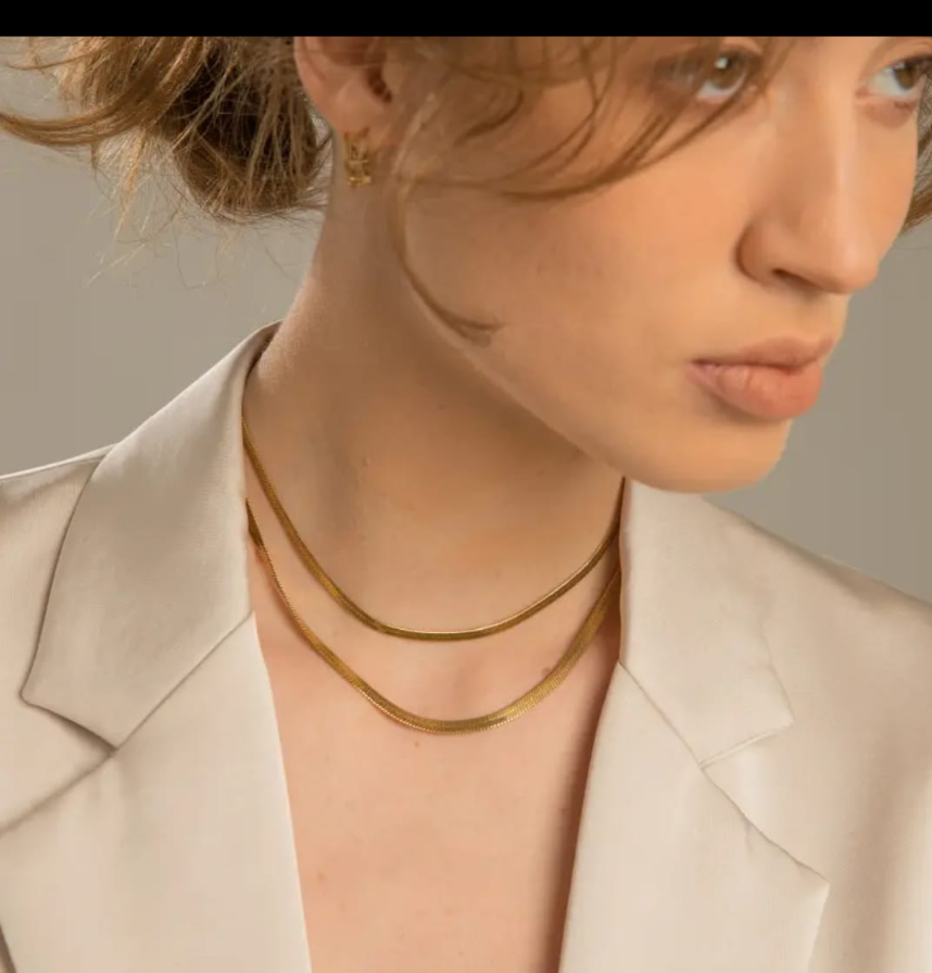 18K Gold-Plated Layered Snake Chain Necklace
