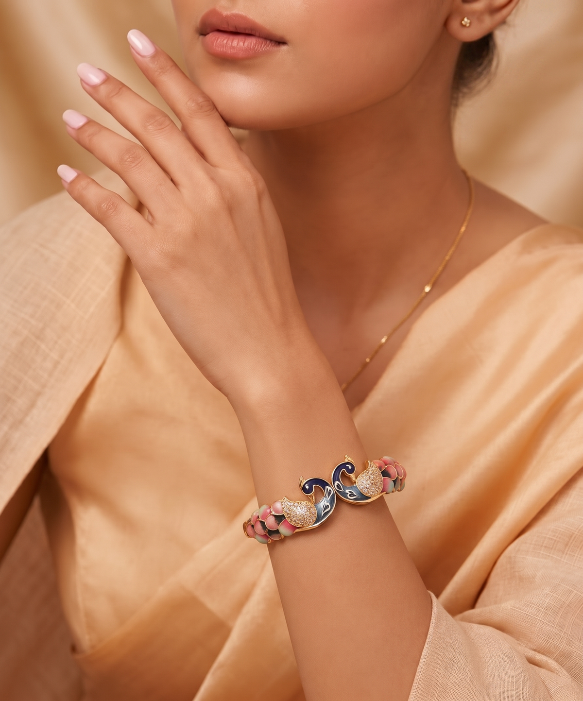 Meenakari Peacock Kada