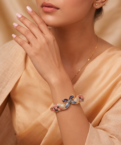 Meenakari Peacock Kada