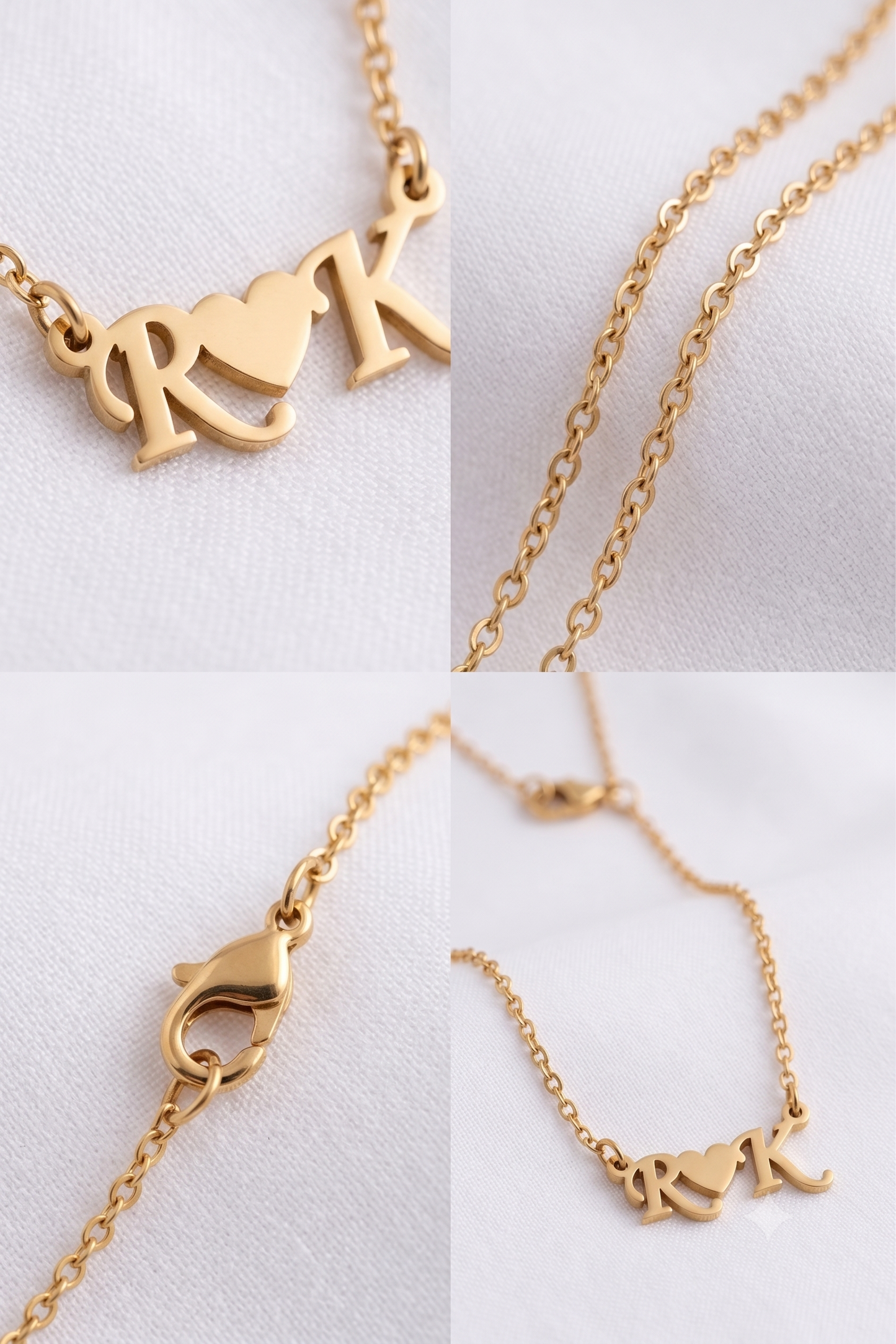 Initials heart necklace details