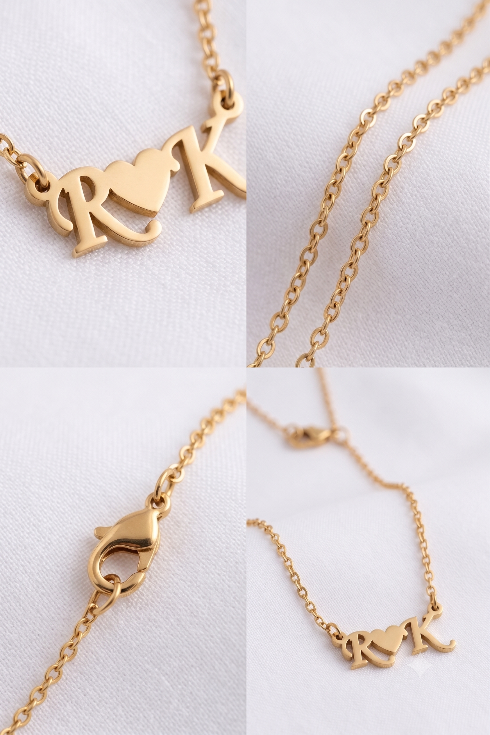 Initials heart necklace details