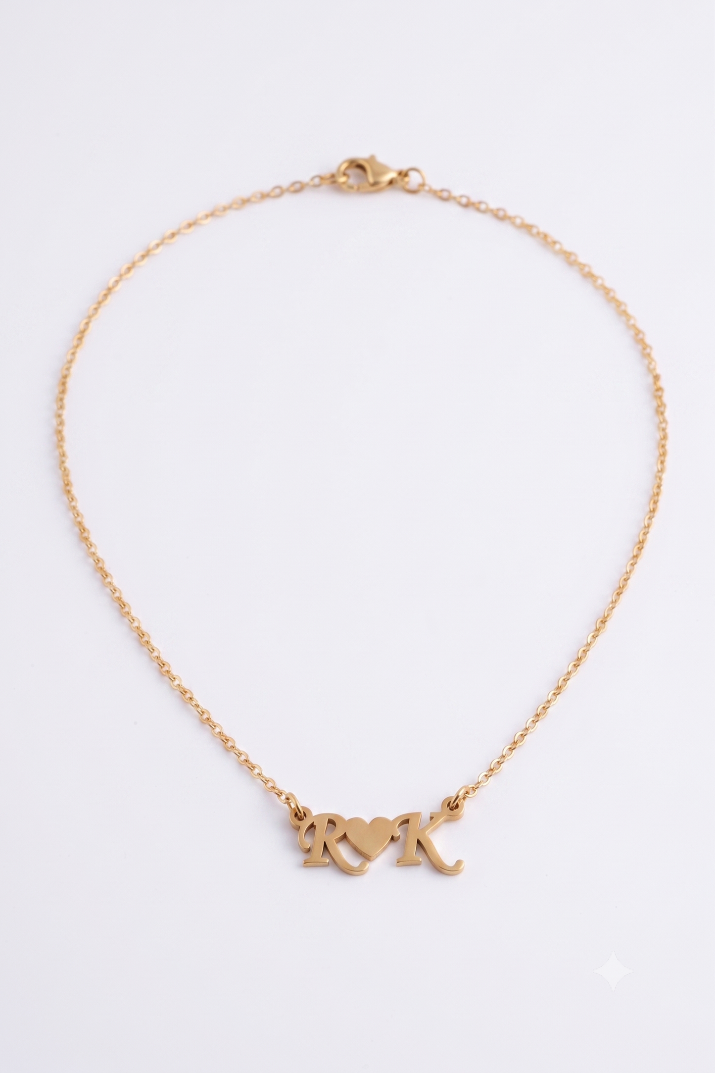 Couple initials necklace full chain view