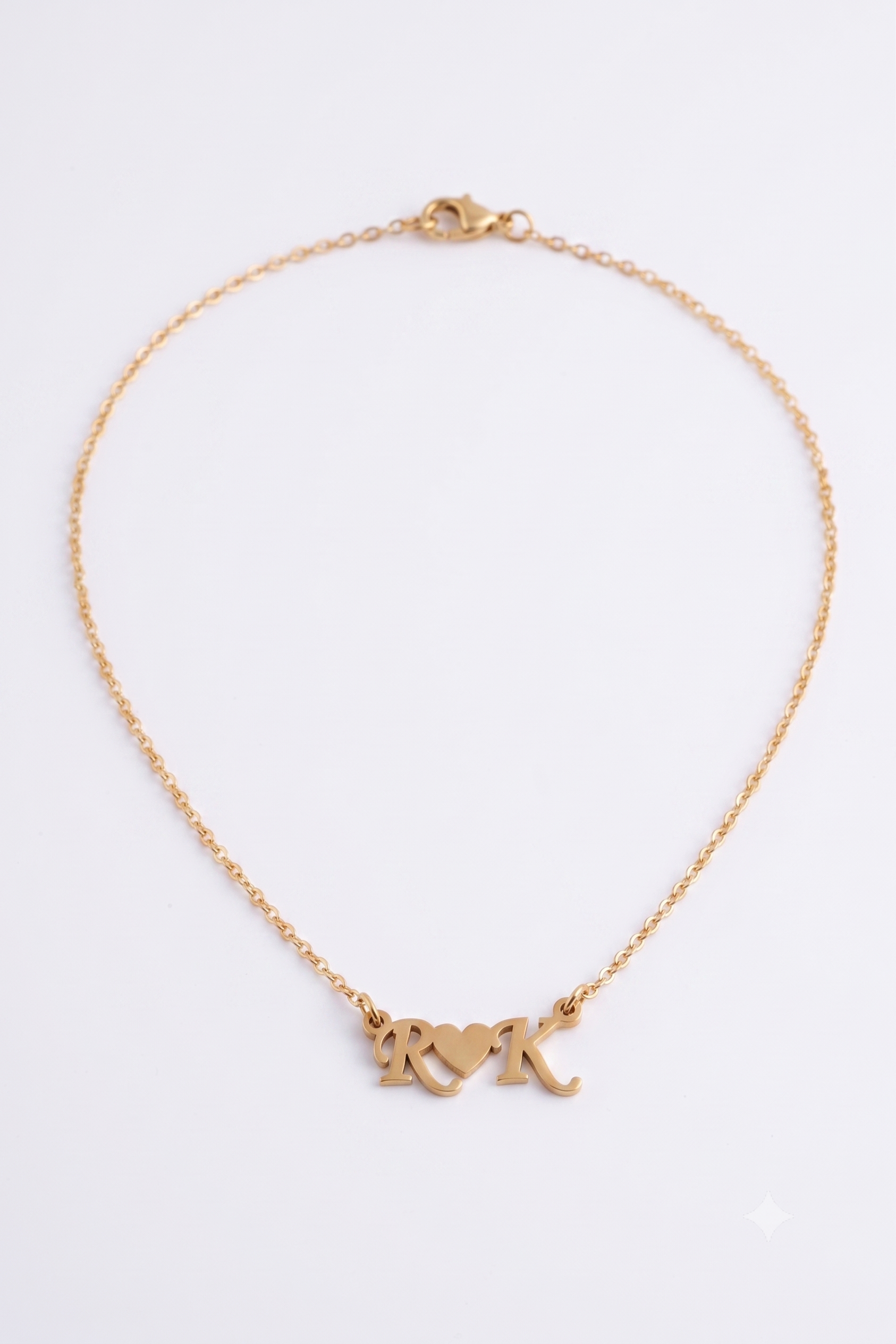 Couple initials necklace full chain view