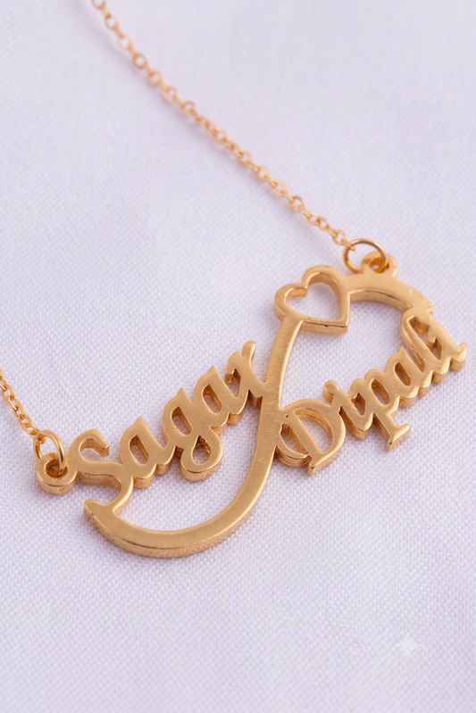 Infinity couple name necklace in gold