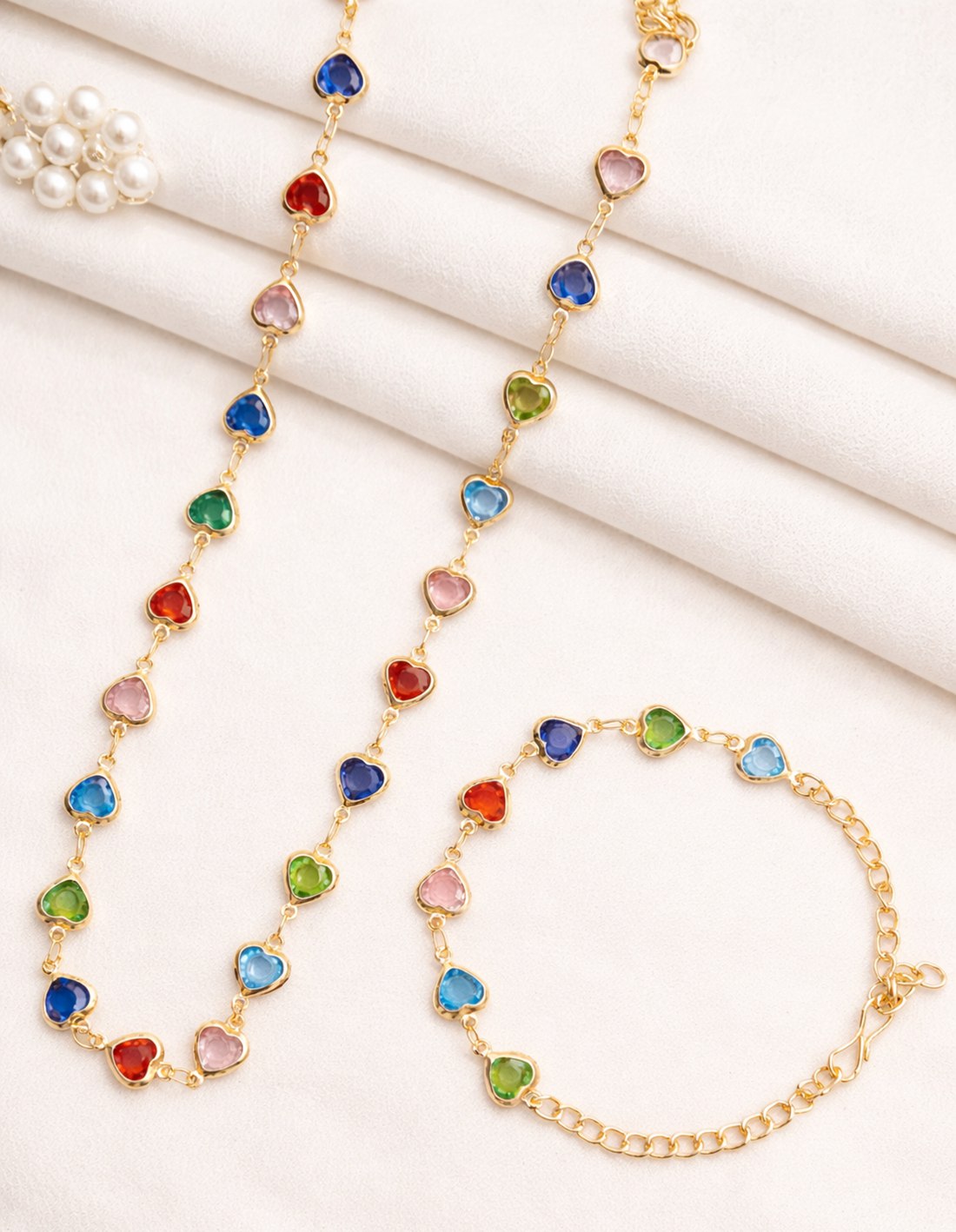Rainbow Romance Multicolor Necklace And Bracelet Set
