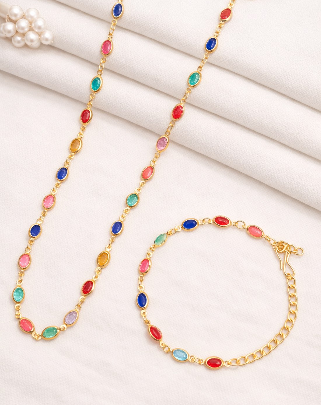 Rainbow Romance Multicolor Necklace And Bracelet Set