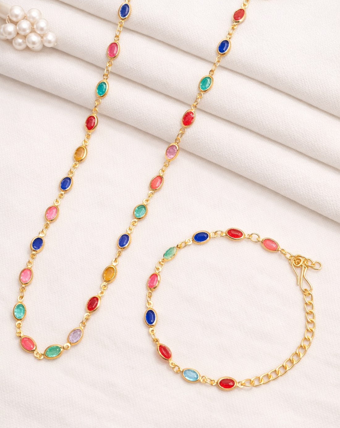 Rainbow Romance Multicolor Necklace And Bracelet Set