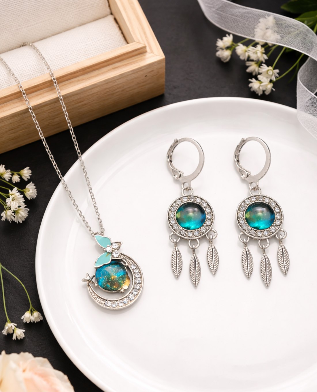 Calestial Dream Catcher Opal Pendant Necklace