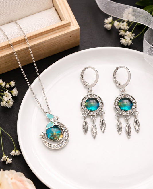 Calestial Dream Catcher Opal Pendant Necklace