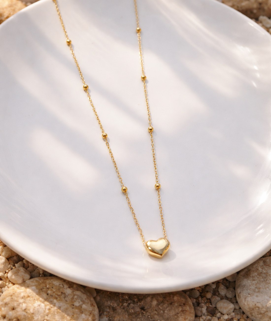 Dainty Gold Heart Bead Chain