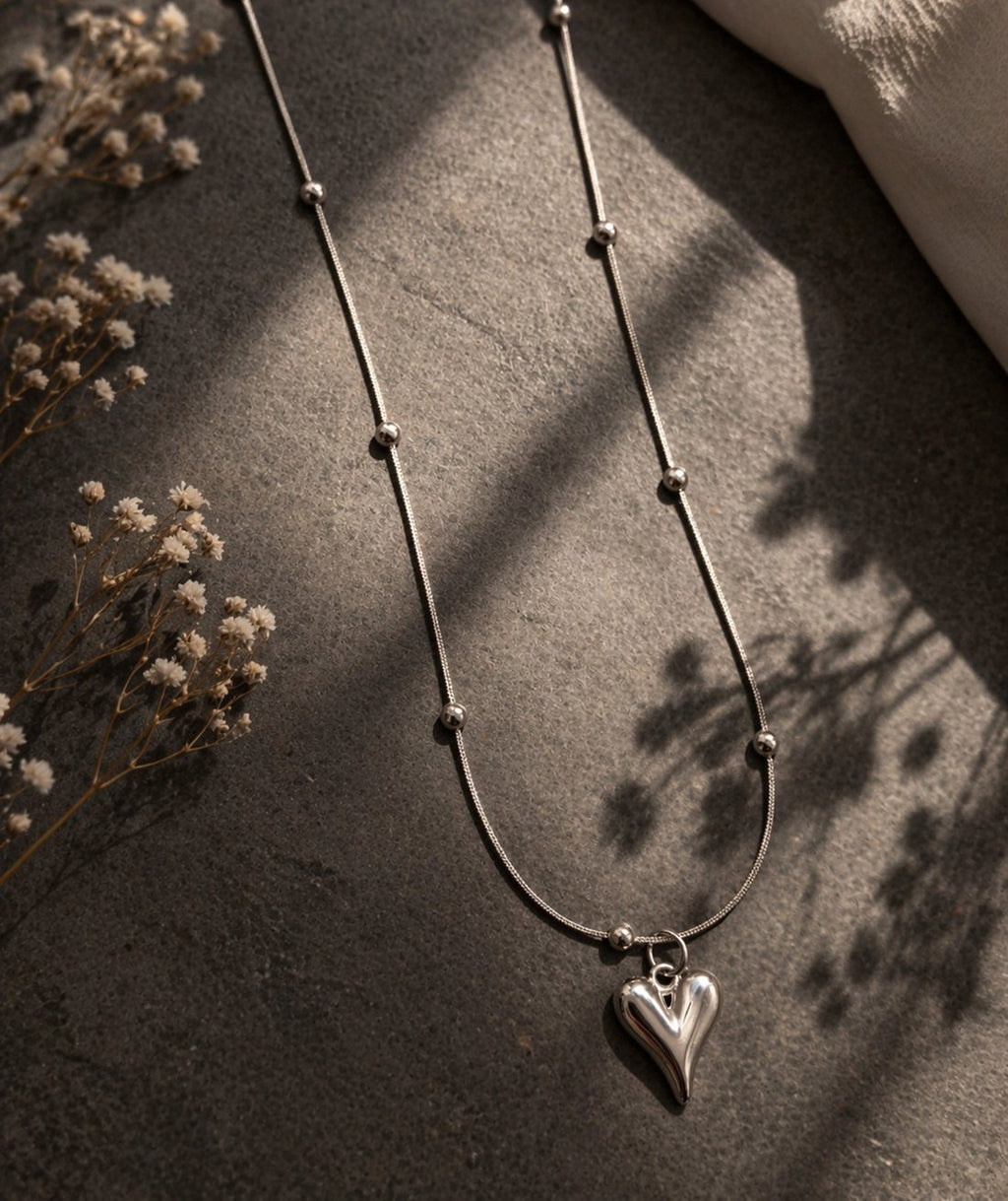 Chunky Silver Heart Jewellery Set