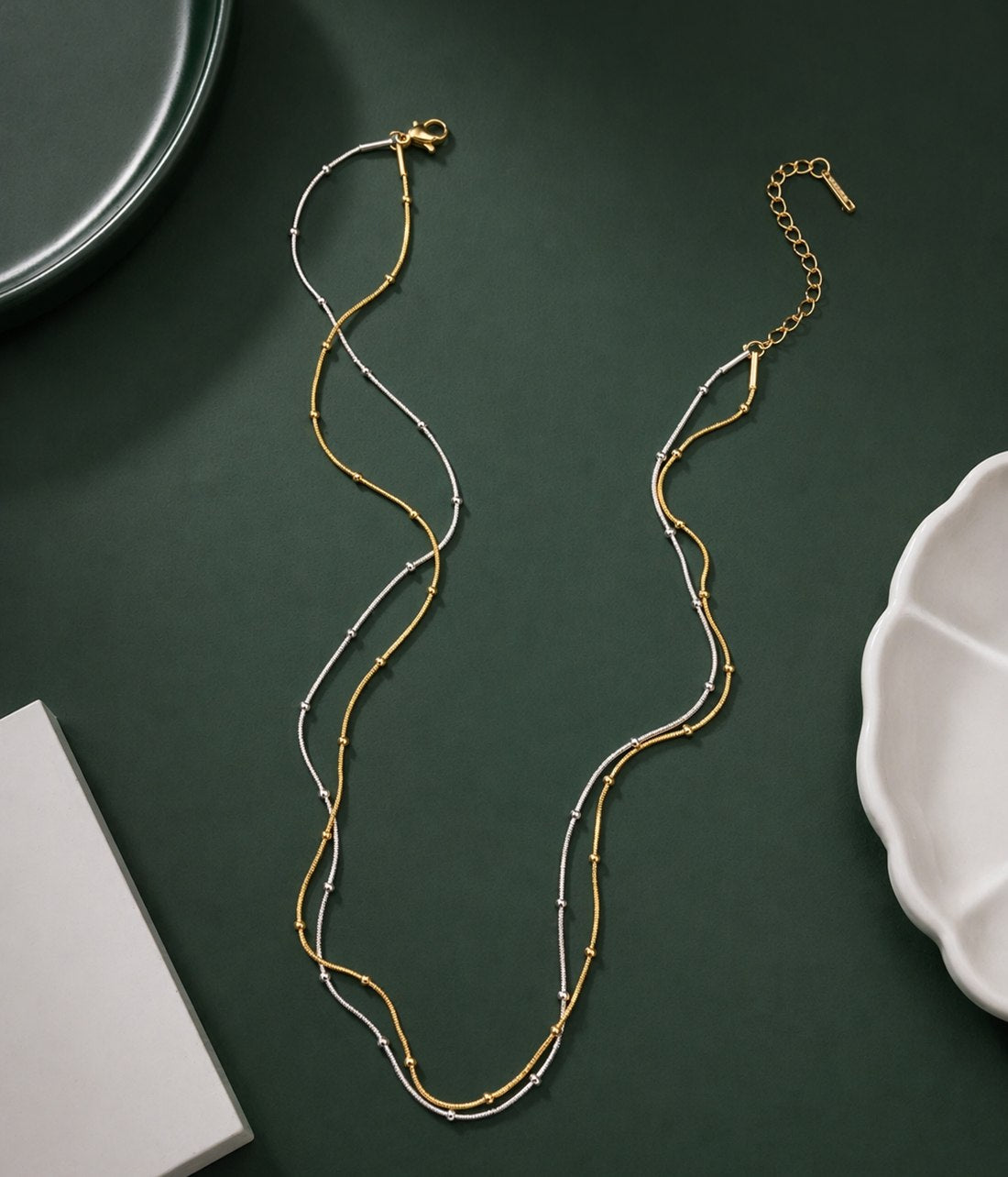 Aurora Twist Dual-tone layered Necklace