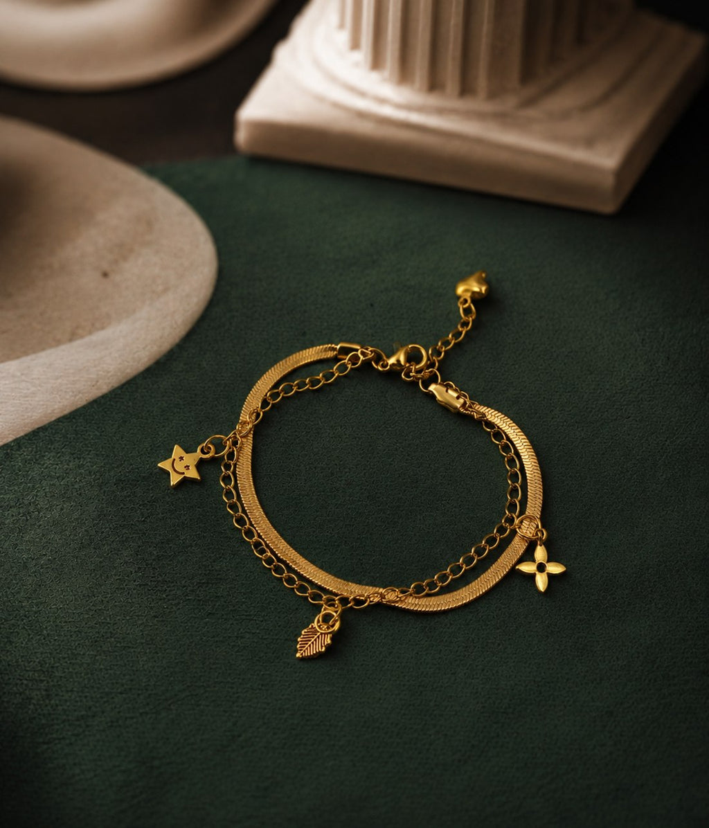 Golden Charm Layer Bracelet