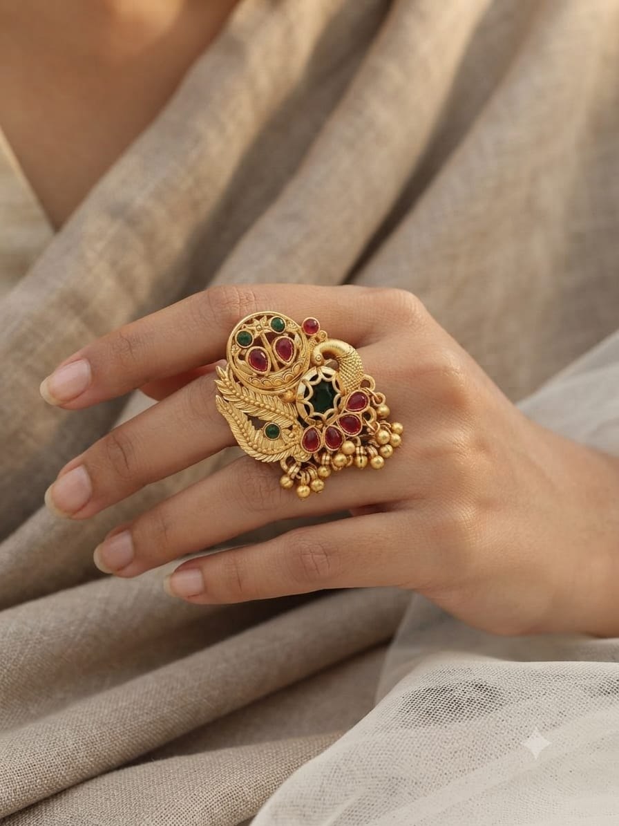 Lakshri Heritage Adjustable Peacock Ring