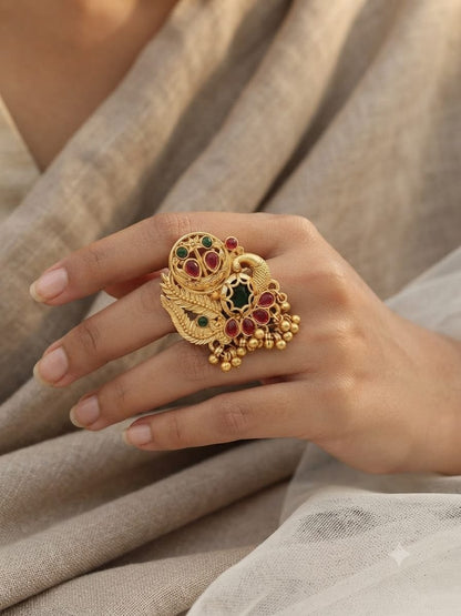 Lakshri Heritage Adjustable Peacock Ring