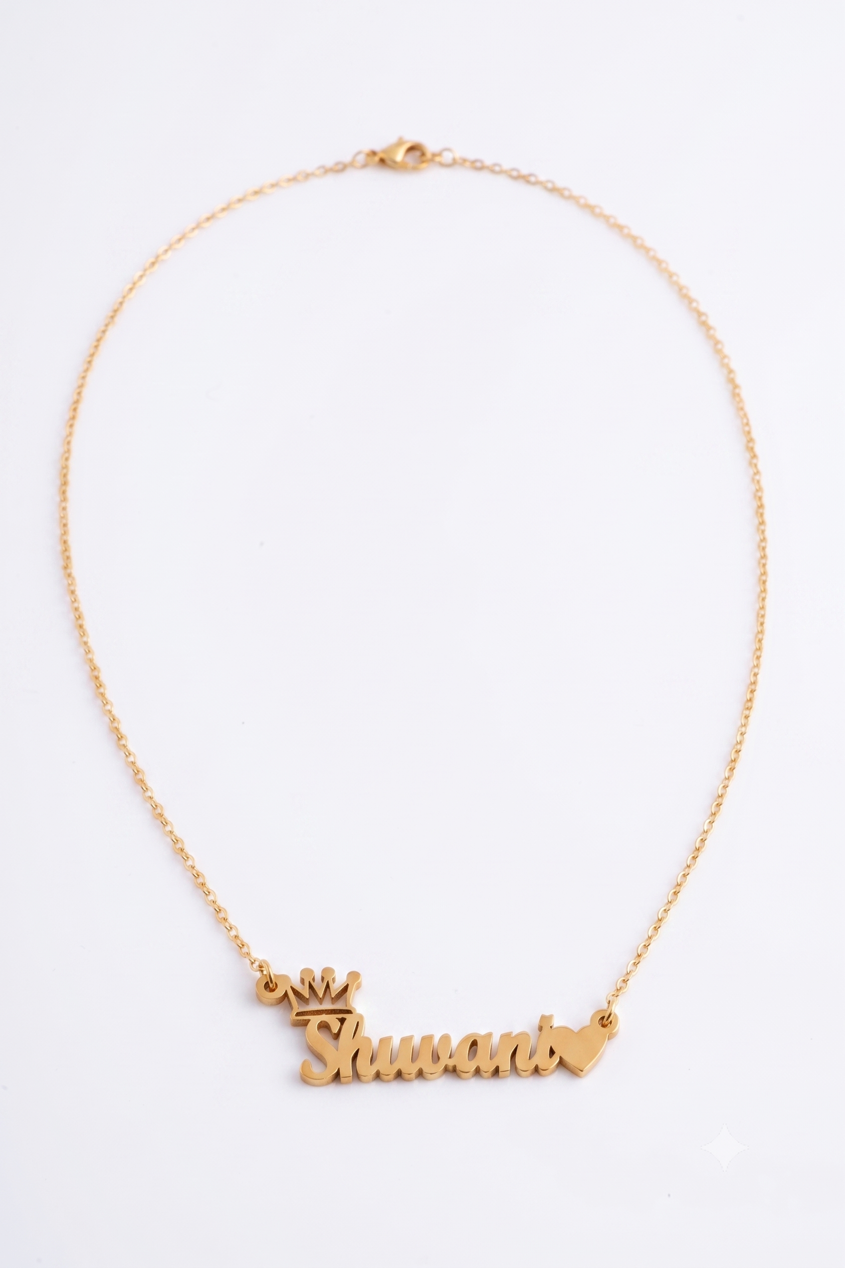 Crown name necklace full chain view