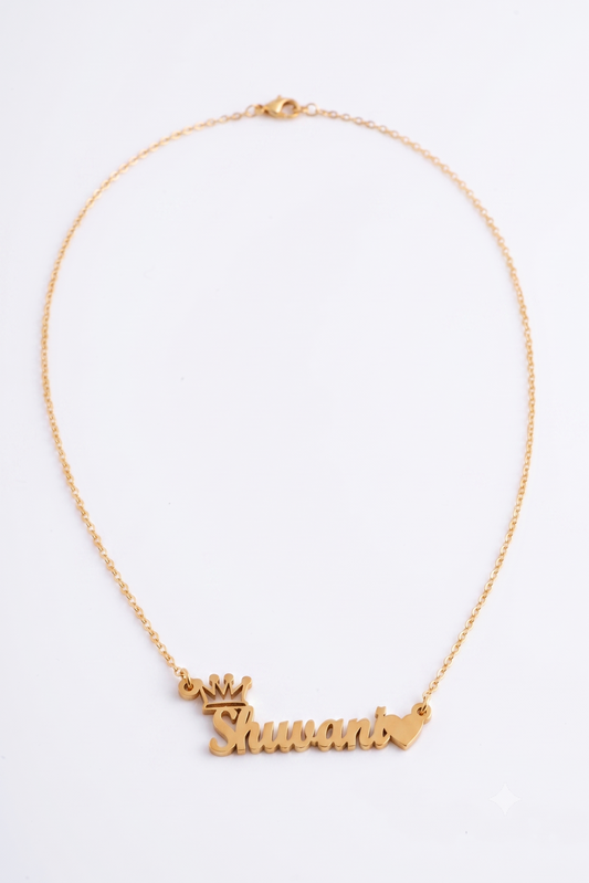 Crown name necklace full chain view