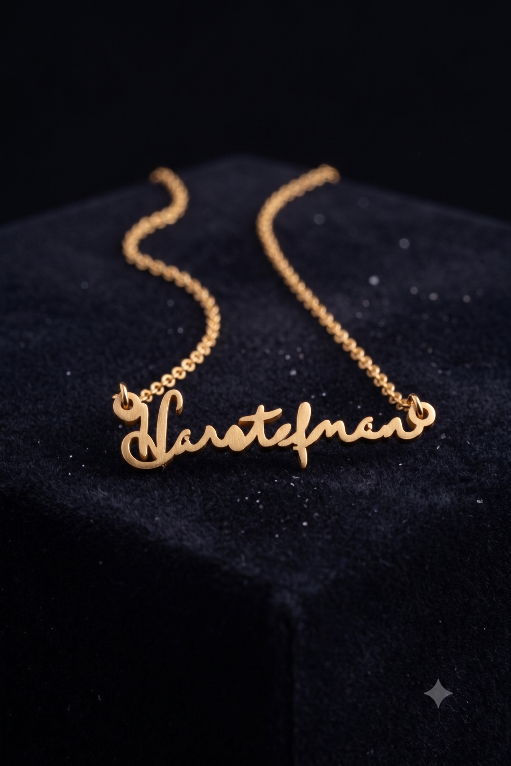 Signature style cursive name necklace in gold