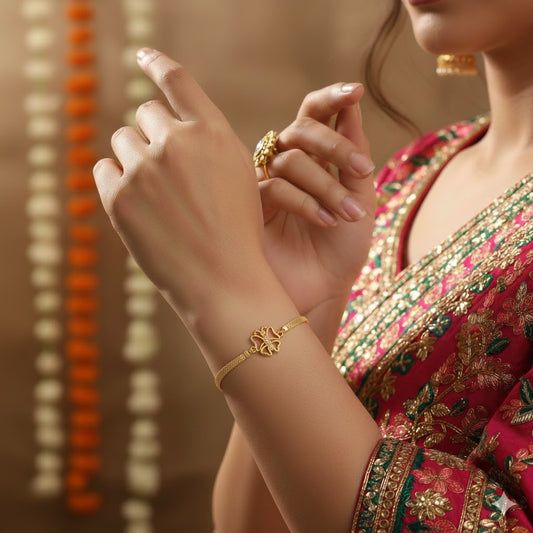 Megha One Gram Gold Plated Adjustable Bracelet for Women & girls