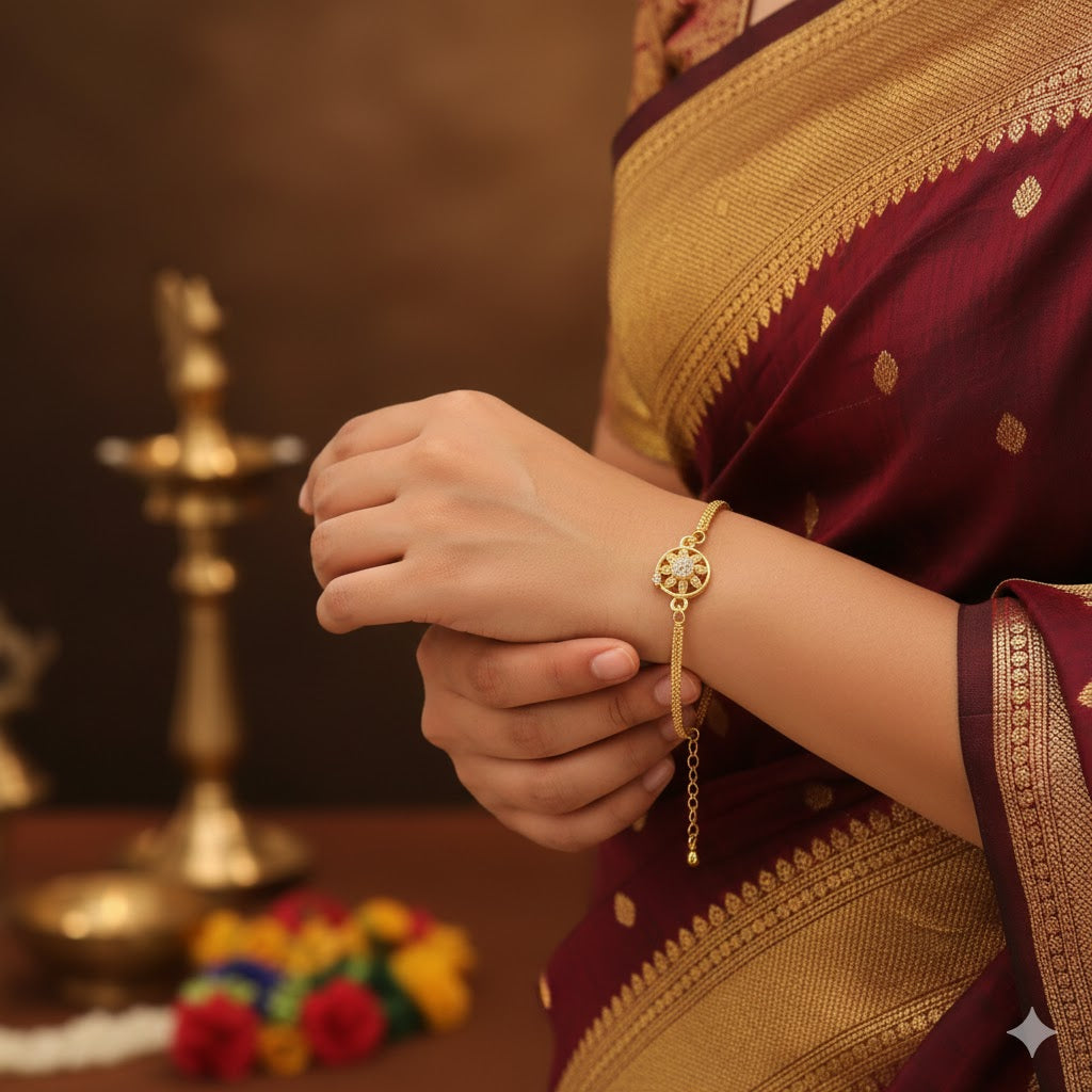 Malini One Gram Gold Plated Adjustable Bracelet for Women & Girls